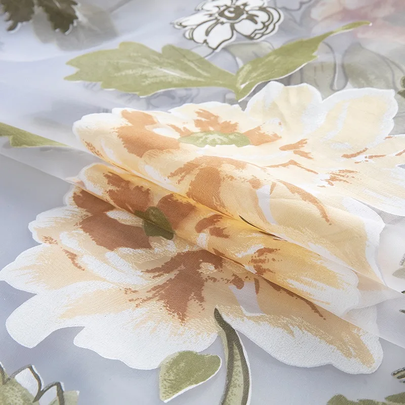 Cheap Price Hot Sell Printed Sheer Floral Curtains Butterfly Sheer Window Curtains Woven 100% Polyester Modern Grommet Rope