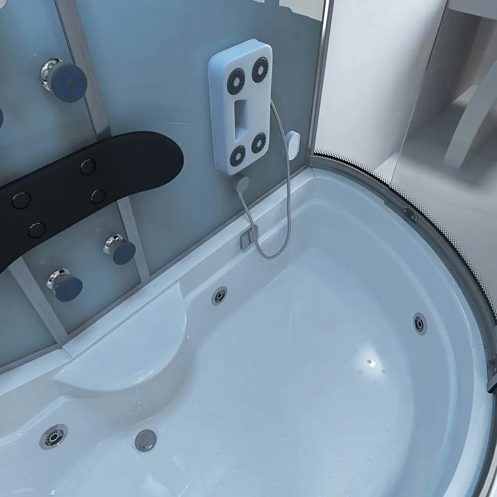 Modern Bathroom Corner Glass Door Massage Steam Shower Cabin Room With Whirlpool Bath
