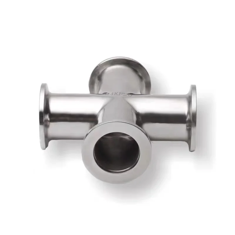 ss304 cf8 stainless steel pipe fitting ferrule clamp polishing sanitary clamp 4 way cross