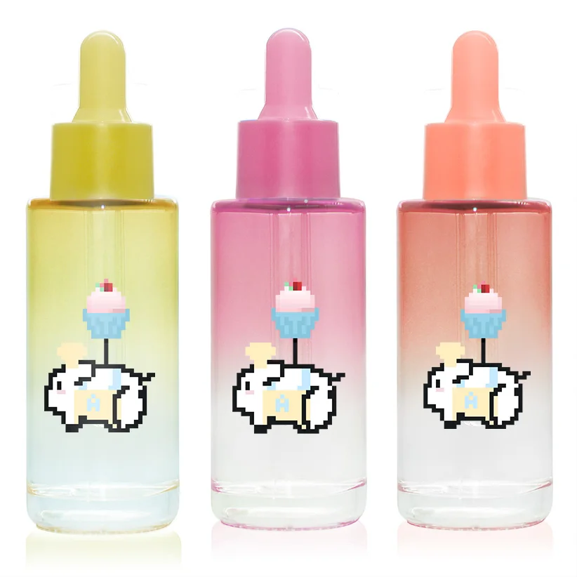 jiaxing glass Custom frosted serum oil bottle 100ml 100 ml pink purple blue white color glass cosmetic press pump dropper bottle