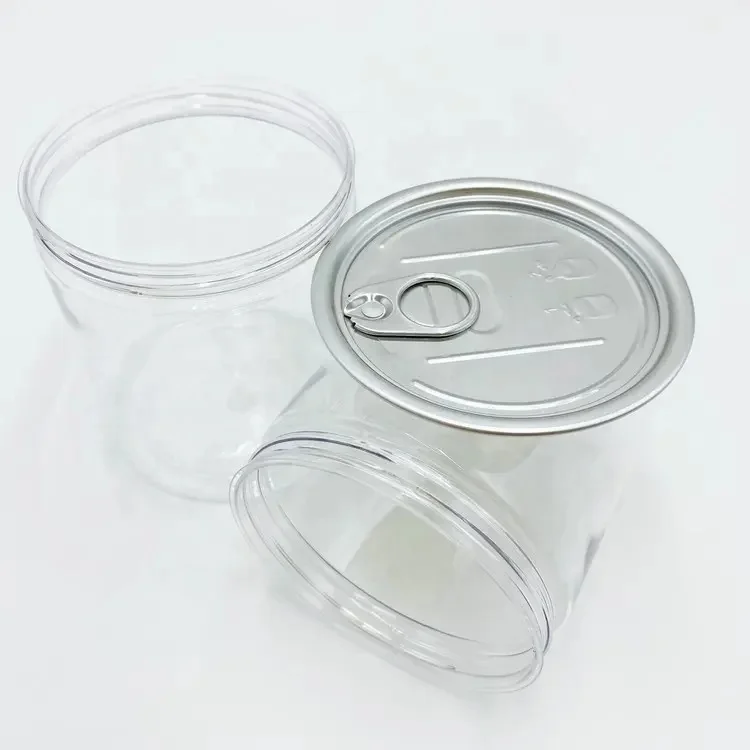 Custom Superior quality 300ml wholesale clear plastic wide mouth food jars with lids for canned food