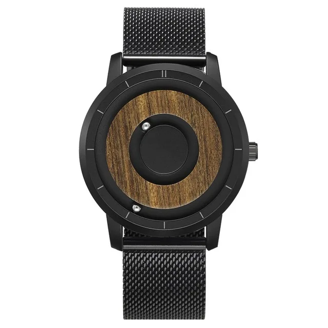 New design magnetic watch men luxury leather fashion quartz  black magnet ball waterproof sport watch stainless steel back cover