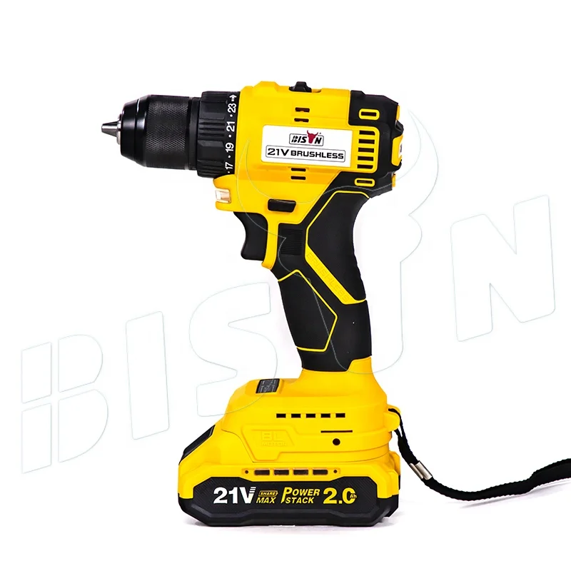 BISON Top Hammer Drill Rig 20v Li-ion Brushless Variable Speed Impact Cordless Drill