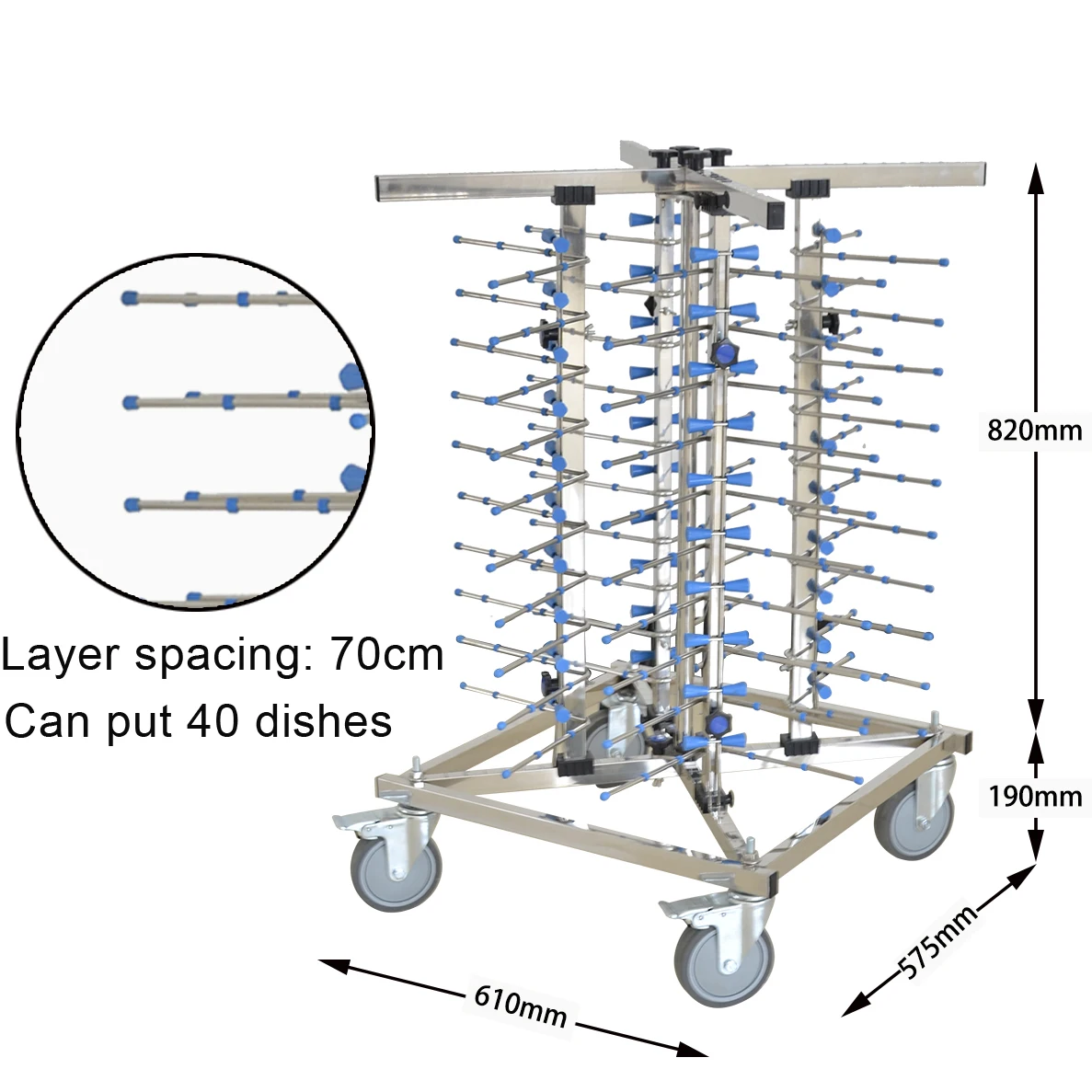 stainless steel dish/pan trolley single layer