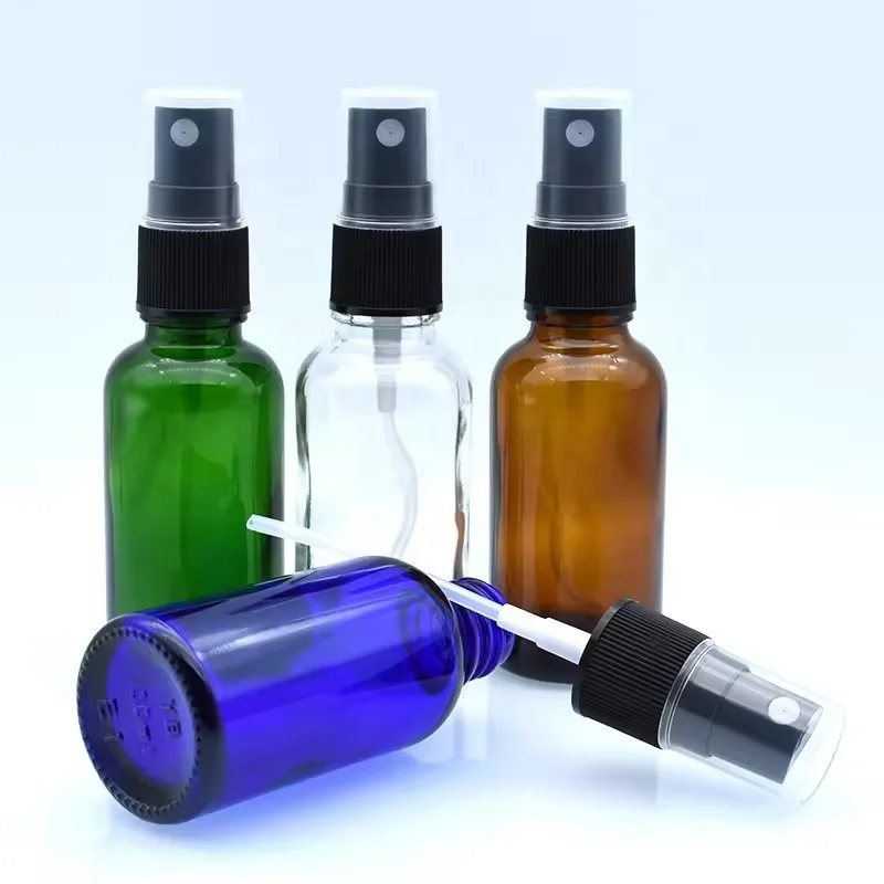 Wholesale Price Boston Round 15ml 30ml 60ml 120ml 250ml Cobalt blue amber clear green glass bottle with spray pump dispenser