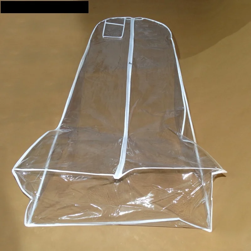 Transparent Waterproof PVC Clothes Storage Garment Bag Solid Cover For Wedding Dress