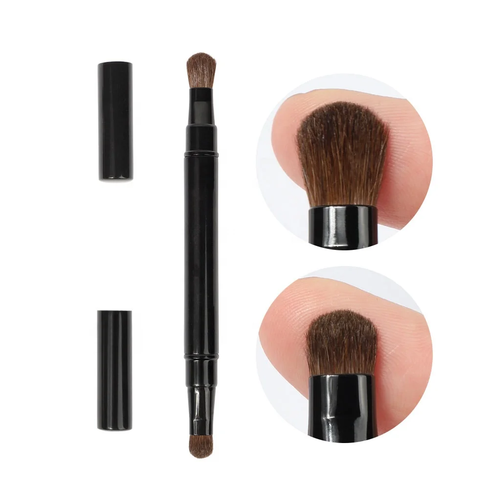 Single Retractable Eyeshadow Pony Hair Fluffy Blending Eye Portable Custom Logo Double Side Black Single Makeup Brush
