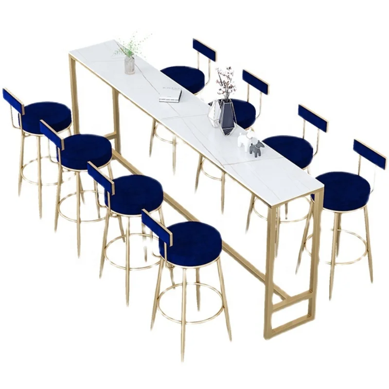 Italian sintere stone bar table and chair set household marble long narrow table coffee shop simple high stool bar table
