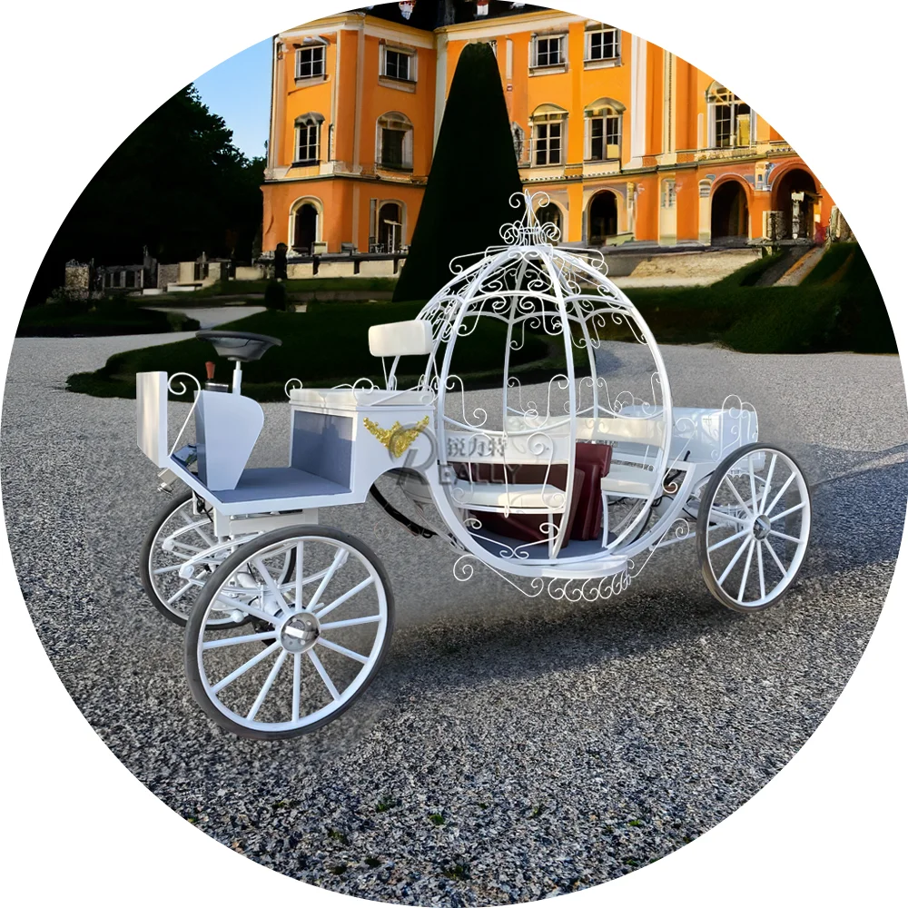 2025 Golden Pumpkin Horse Carriage For Wedding princess Horse chuck Wagon Sightseeing Tourist Horse Drawn Carriage