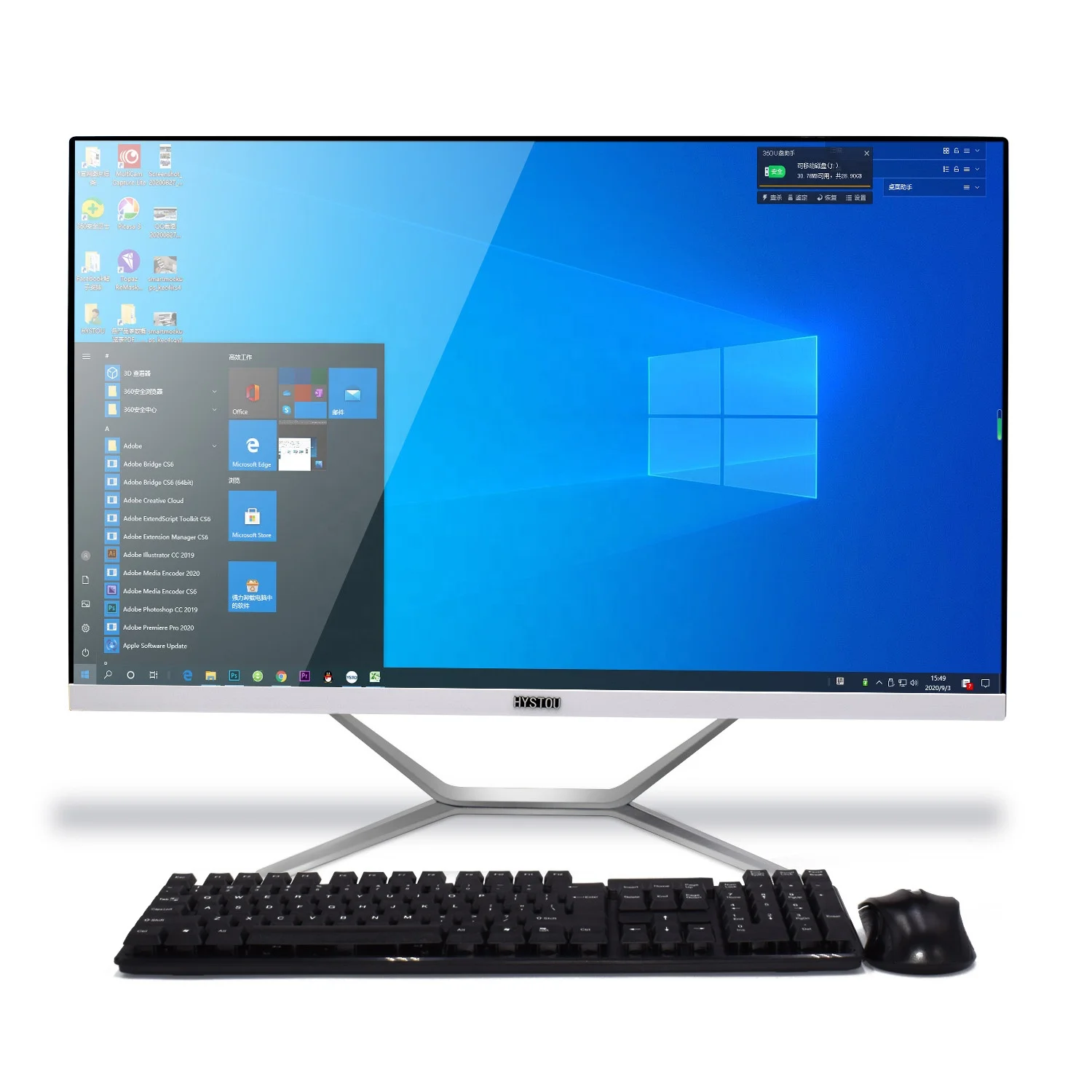 HYSTOU выполненные Barebone 8 Гб оперативной памяти 512G SSD Core i3-9100F игровой 23 дюймов сенсорный экран все в одном ПК с