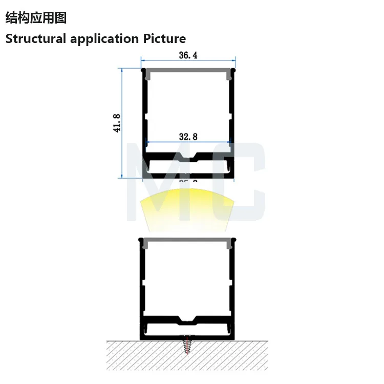 35*41 hot selling led line lamp aluminum profile accessories aluminum profile design mold customized products