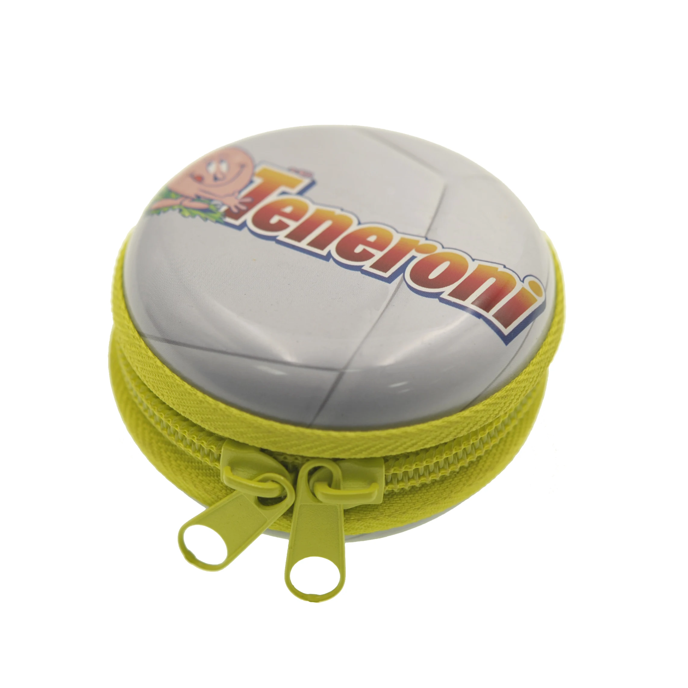 Lovely round zipper metal coin purse round zipper tin box