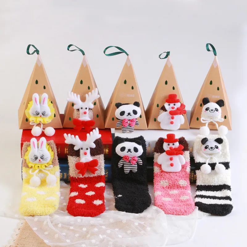 Cmax Wholesale Women Christmas Gift Sock Fuzzy Fluffy Warm Socks Polyester Cosy Slipper Socks