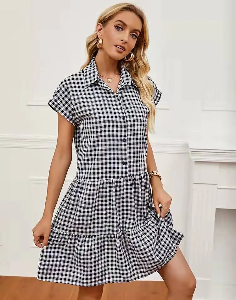 J&Y FASHION Hot Spring/Summer  New Fashion 2022 Women Dresses New Arrivals Women Casual Dresses Short Sleeve dresses