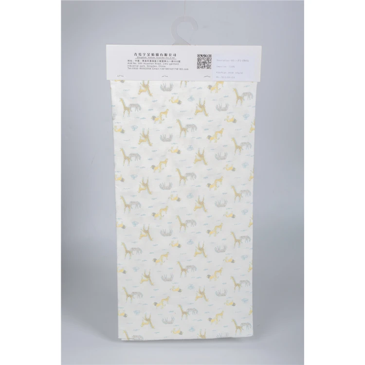 high quality custom Printed muslin knitted fabric 100% cotton for Neckline