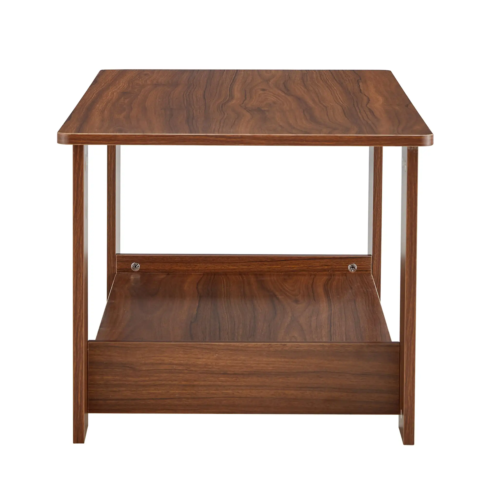 Modern minimalist walnut colored double layered rectangular coffee table ,tea  material is more durable,Suitable for living room