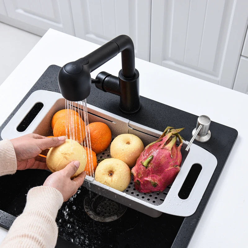 Kitchen multifunction plastic strainer vegetable Telescopic drain Basket
