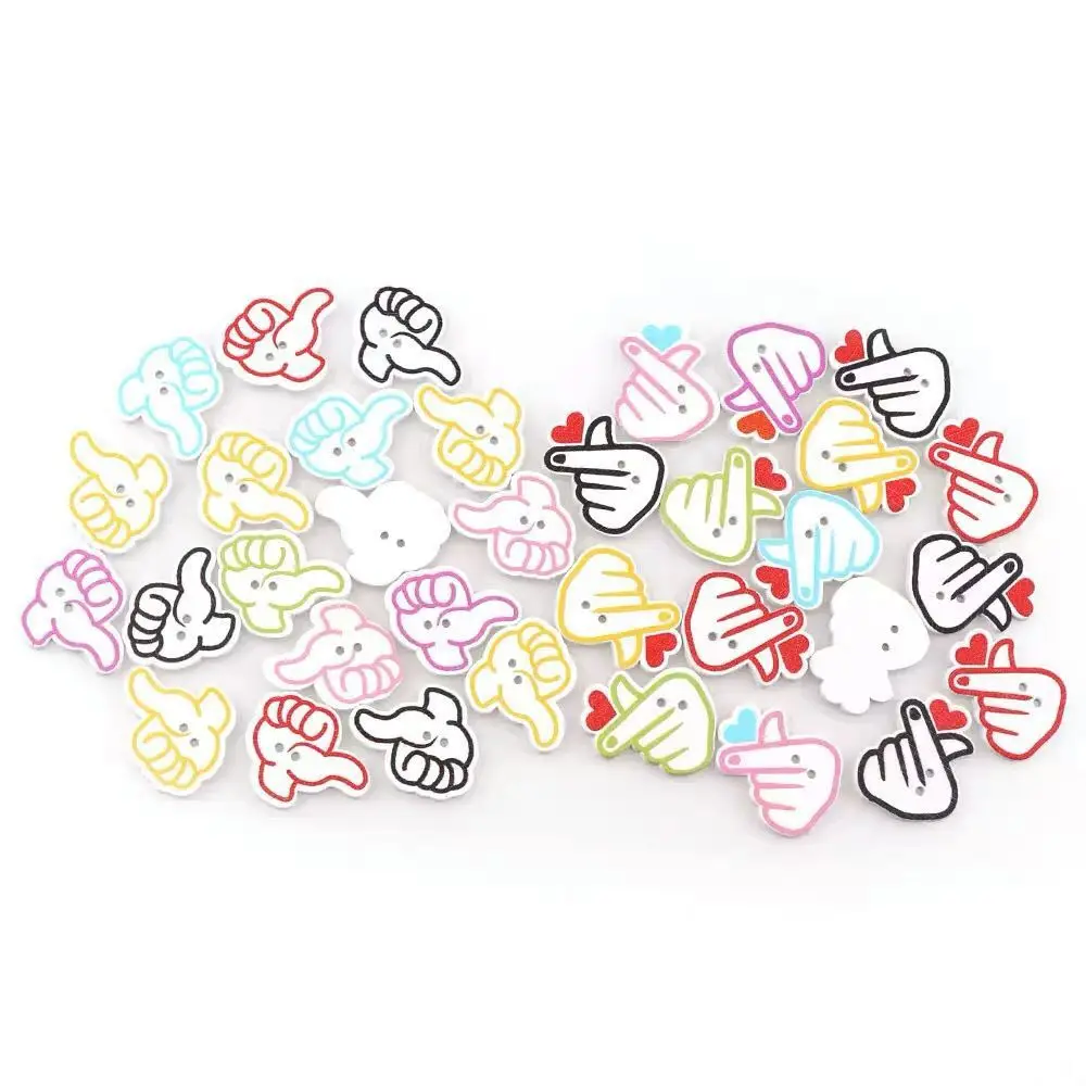 В Корейском стиле с двумя отверстиями в форме жеста для детского сада рукоделия деревянная кнопка