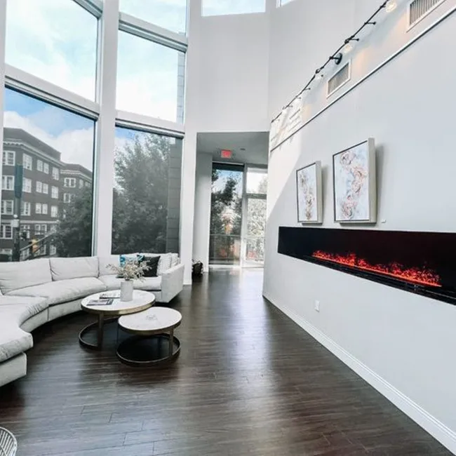 Elegant Exhibition Hall Decoration Wall Mounted Water Vapor Fireplace With Heater Air Humidifier Fire Burner