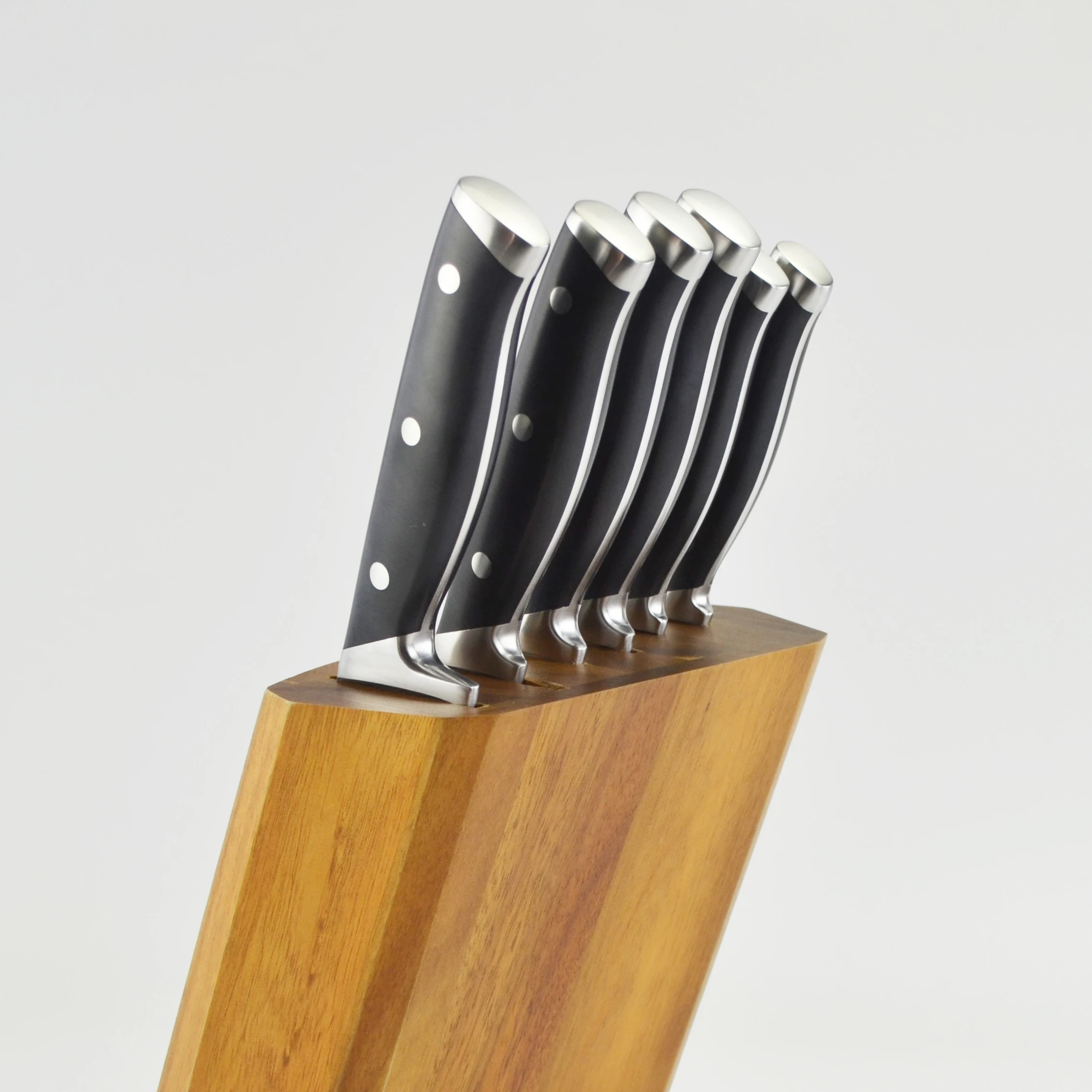 Super Sharp 7pcs Stainless Steel Chef Knife Pakka Wood Handle Kitchen Knife Set With Wooden Block
