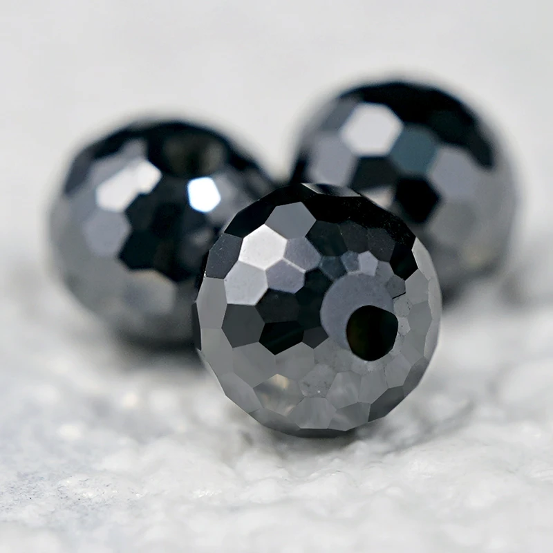SICGEM New Shape Wholesale Price Natural  Loose Moissanite Diamond Black Color Rosary Facets Round Beads Moissanite Ball