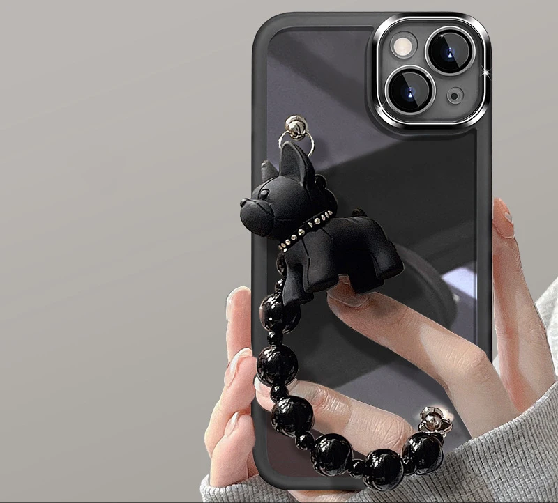 Cute Bear Bracelet Lens Protection Transparent Silicone Phone Case Cover For iPhone 15 14 13 12 11 Pro Max Plus