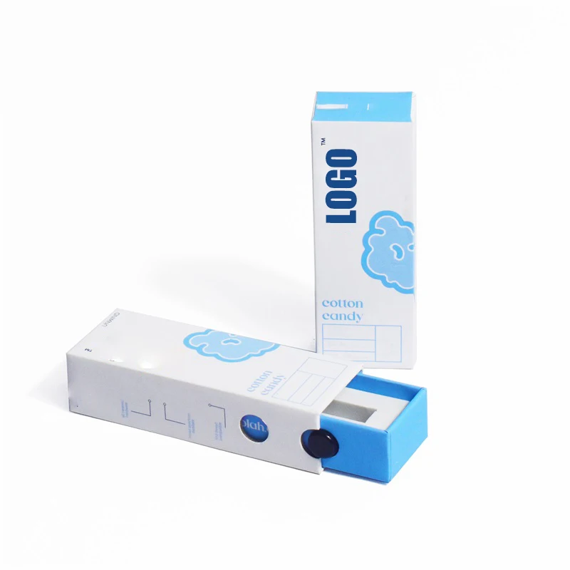 Custom printing UV coating foldable childproof paper boxes 1ml carts sliding drawer gift box packaging wholesale