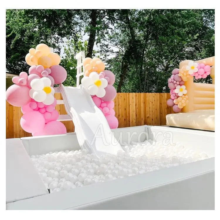 Plastic Slide Foam Ball Pit Party Rental Equipment  Ballpit Kids Toddler Large White  Ball Pit Soft Play Ball Pool