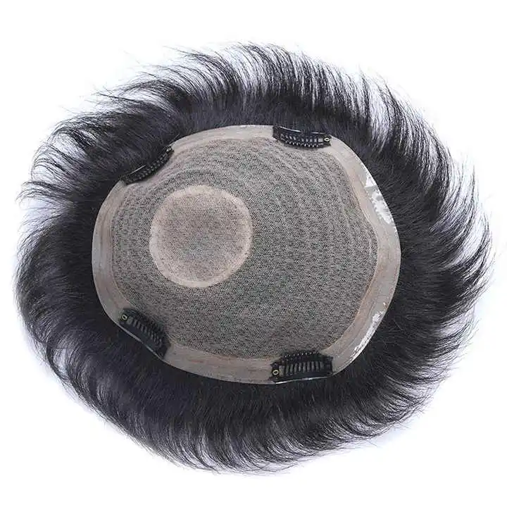 Top Quality Cheap Human Hair Men Toupee Man Wig Swiss Lace Cheap Machine Clip Wig For Men