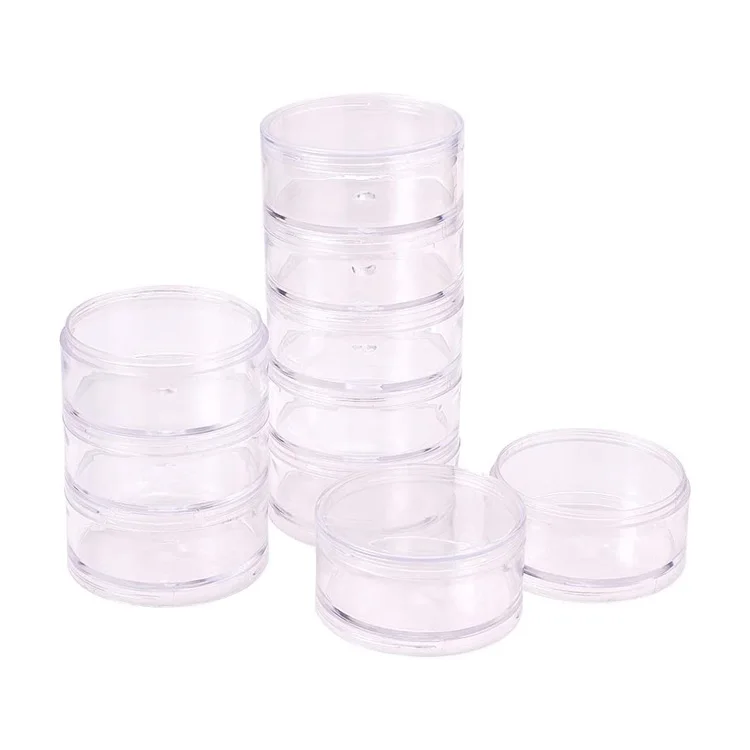 10g empty plastic mini jar Beads storage conjoint bottle Round Clear Storage Organizer Box
