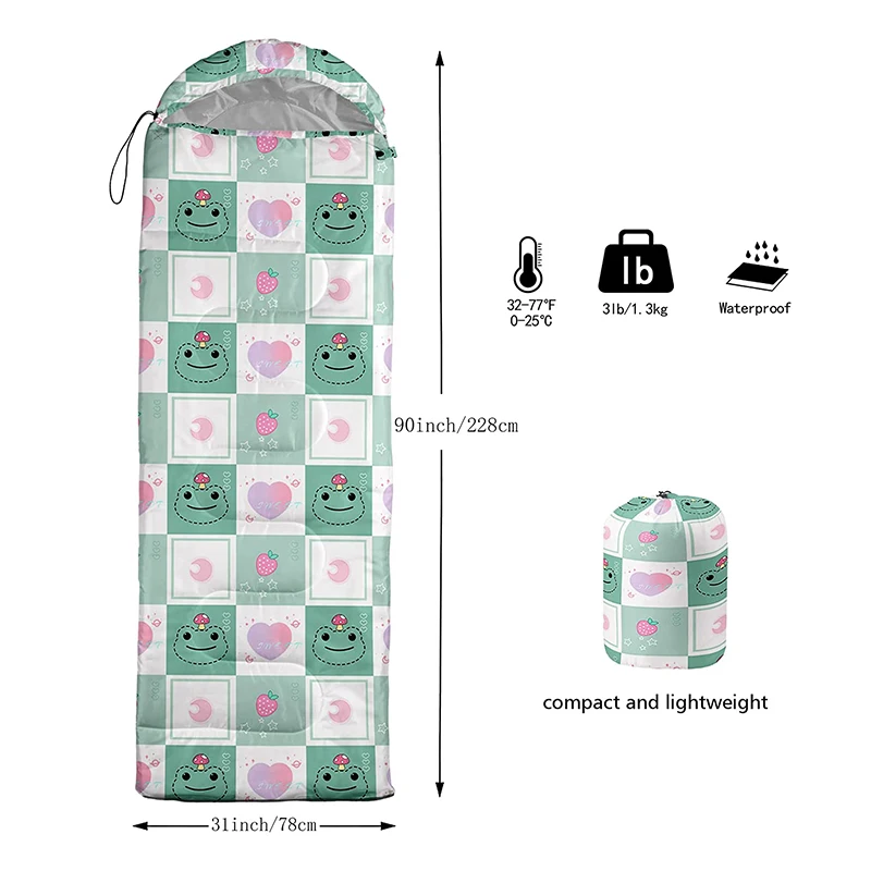 Custom Sleeping Bag Waterproof Envelope Sleeping Bag Cold Resistant Camping Kids Sleeping Bag