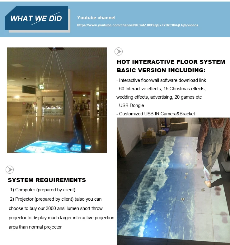 DefiLabs interactive floor ground  wall projection system apply for kids, wedding, advertising, indoor and outdoor