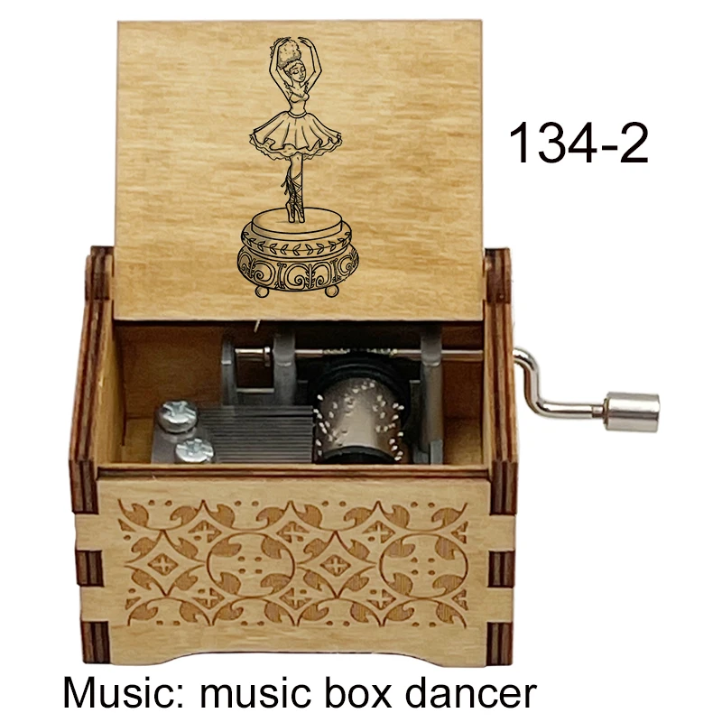 Custom Hand Crank Classic Music Box Dancer Song Music Box, Wholesale Wooden Cute Musical Birthday Gifts