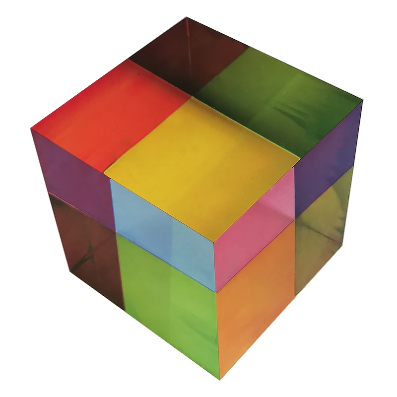 Customization  Square Mixing Crystal Color Cube PMMA Acrylic Magic Prism Cube For Decoration