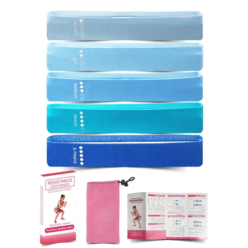 W1N Fabric Blue Gradient 5 Sets Squat Hips Resistance Ring Butt Fitness Tension Stretch Belt Yoga Stretching Belt