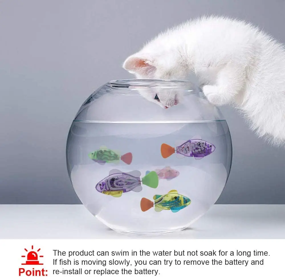 Custom Interactive Robot Fish Toys Cat Dog Activated Swimming in Water with LED Light Swimming Bath Plastic Fish Toy Gift