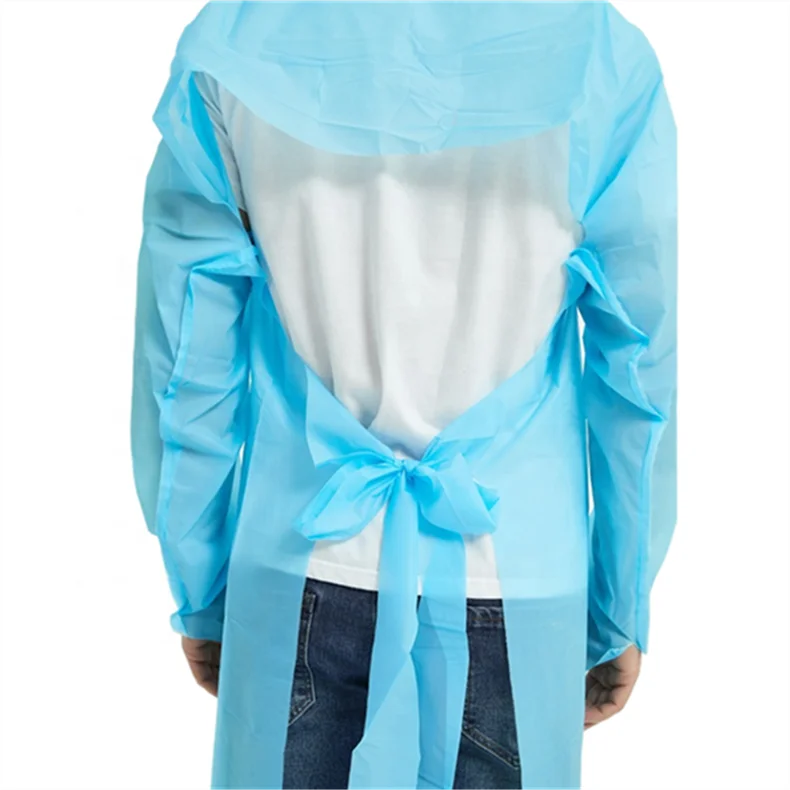 Xiantao disposable Waterproof Polyethylene Non Sterile Cpe Gown with thumb hole