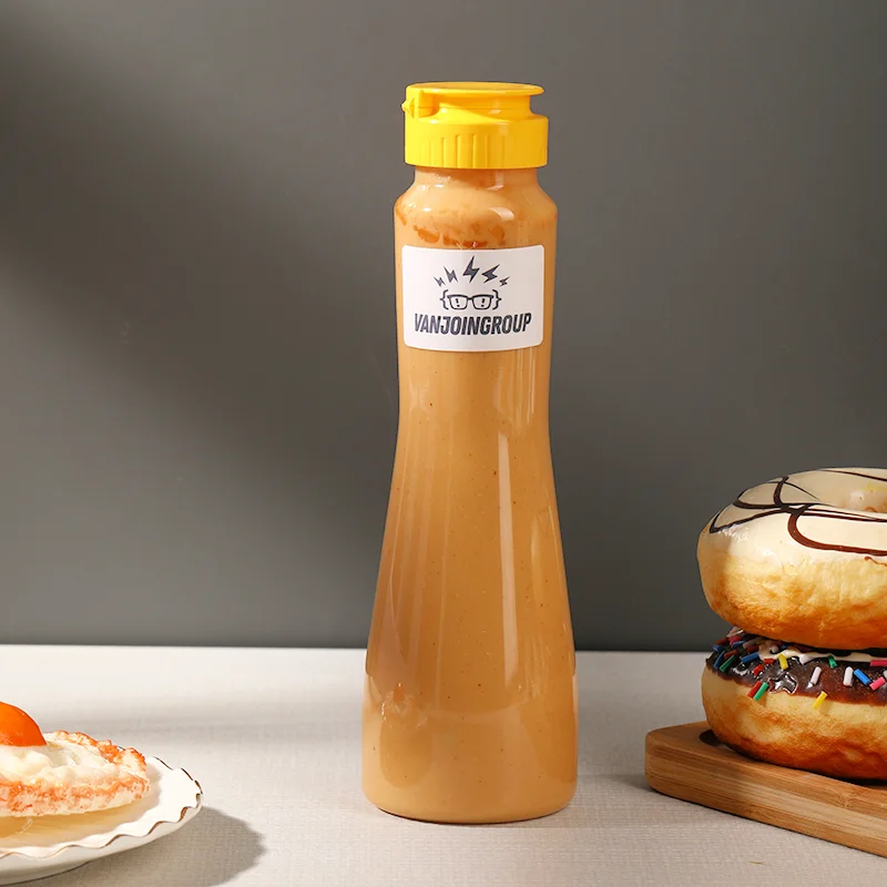 Empty 350ml 500g PET PCR Plastic Recyclable  Sweet Chili Sauce Sour Sauce Sriracha Chili Sauce Skirt Shape Squeeze Bottles