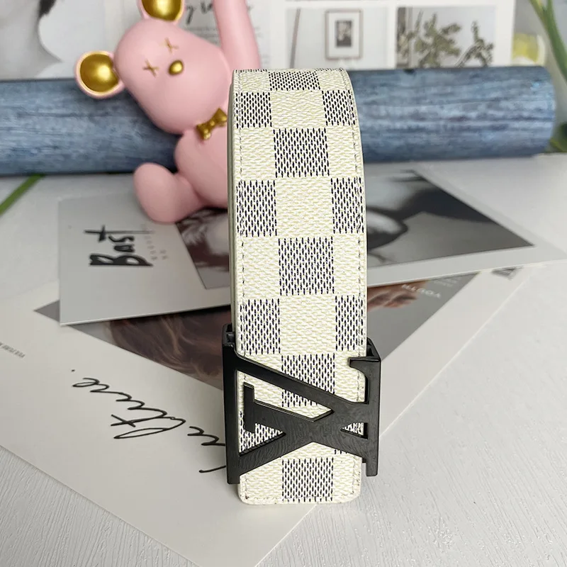 genuine real leather men belt manufacturer fashion solid brass brushed L letter custom cowhide leather belt for men