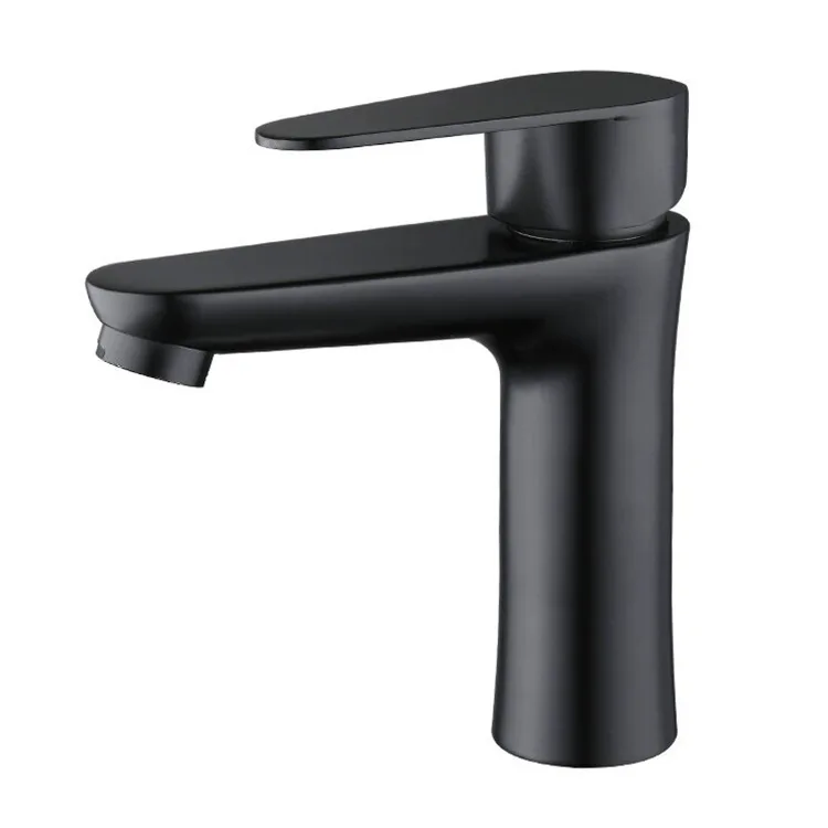 Cosygrace Top Selling Hot Cold Single Handle Water Bathroom Basin Sink Faucet Stainless Steel Black Basin Faucet Mixer