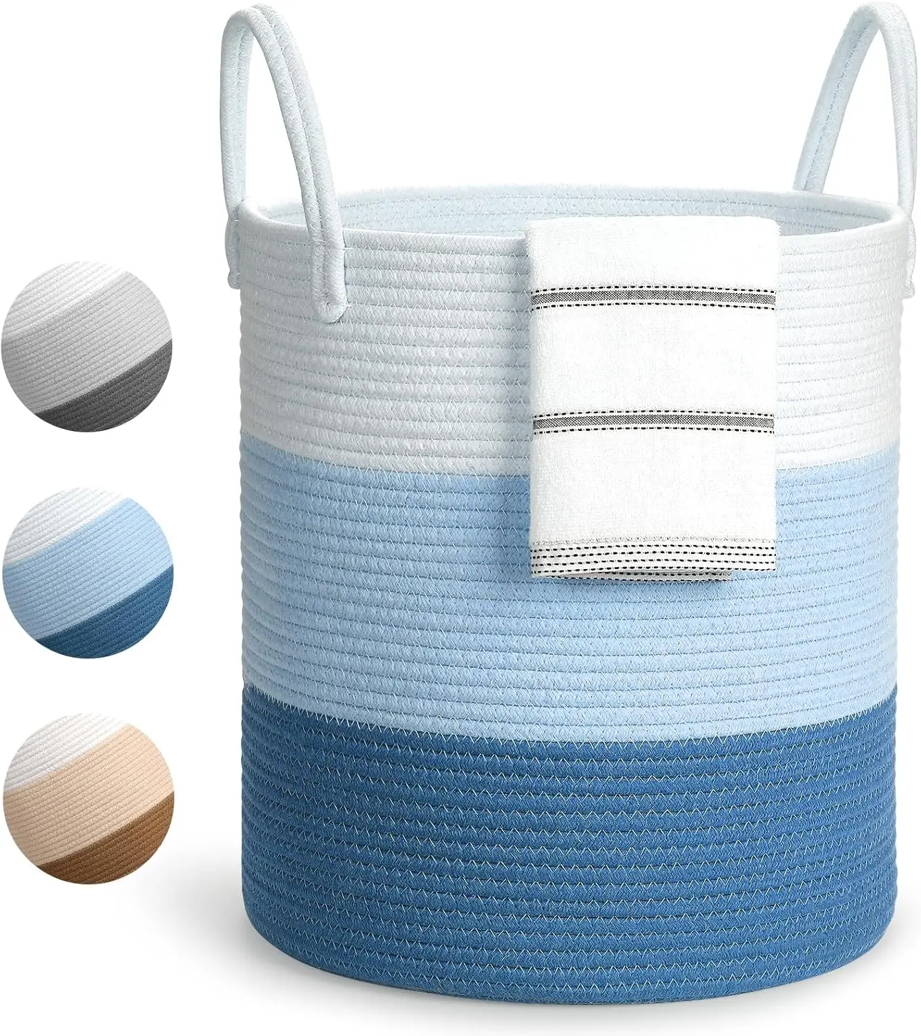 XINYIDE Large  Woven Cotton Rope Basket With Handle Toys Clothes Blanket & Pillows Storage Basket For AmazonQuality