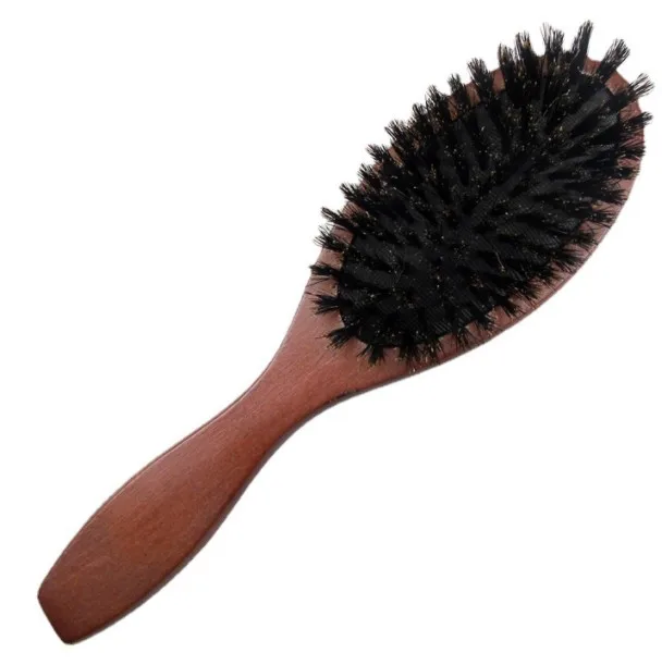 New Arrival Hair Brush Wood Handle Boar Bristle Beard Comb Styling Detangling Straighten Brown Lotus Boar Bristles Massage Comb