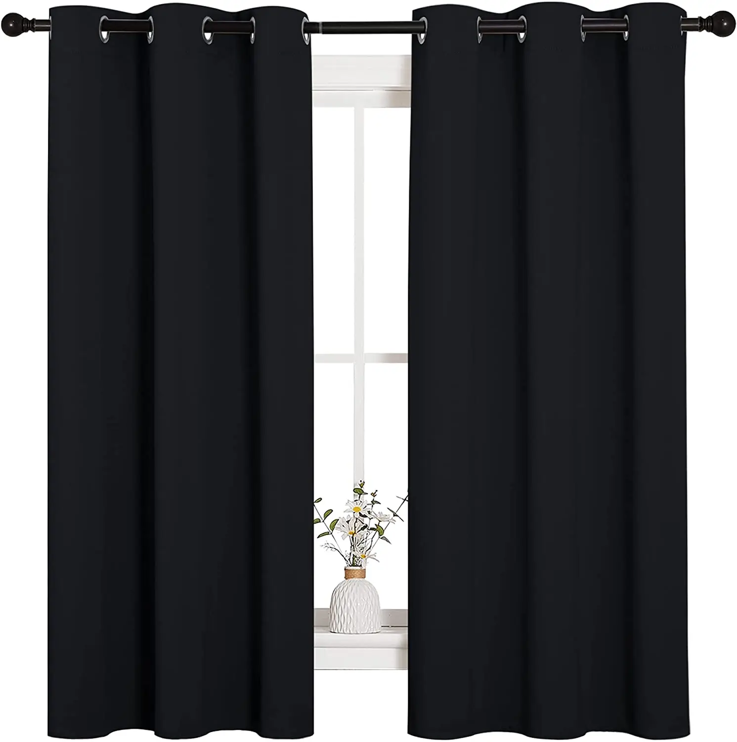 ATAYA Thermal Insulated Solid Grommet Blackout Curtain For Bedding Room
