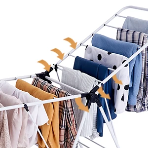 Hot Selling Stainless Floor Folding Clothes Drying Rack Foldable Clothes Rack hanger Laundry Rack with Shoe Hangers