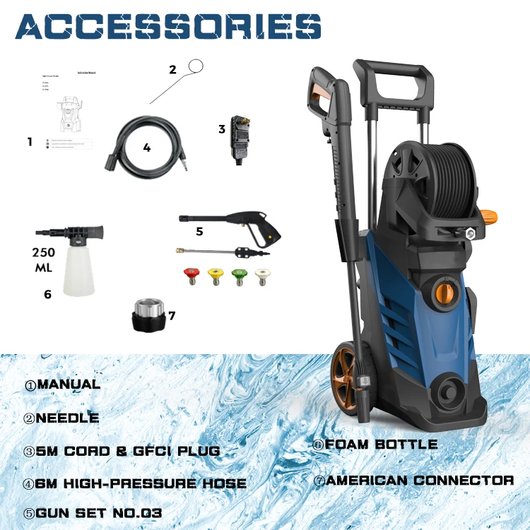 2880PSI портативная Бытовая мойка высокого давления Электрическая Мойка для автомобиля автоматическая