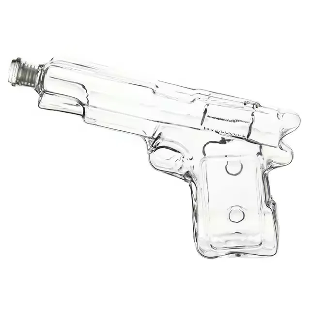 Customized 100ml 200ml 375ml 500ml Gun Shape Glass Bottle For Vodka Whisky Liquor Spirit Bottle