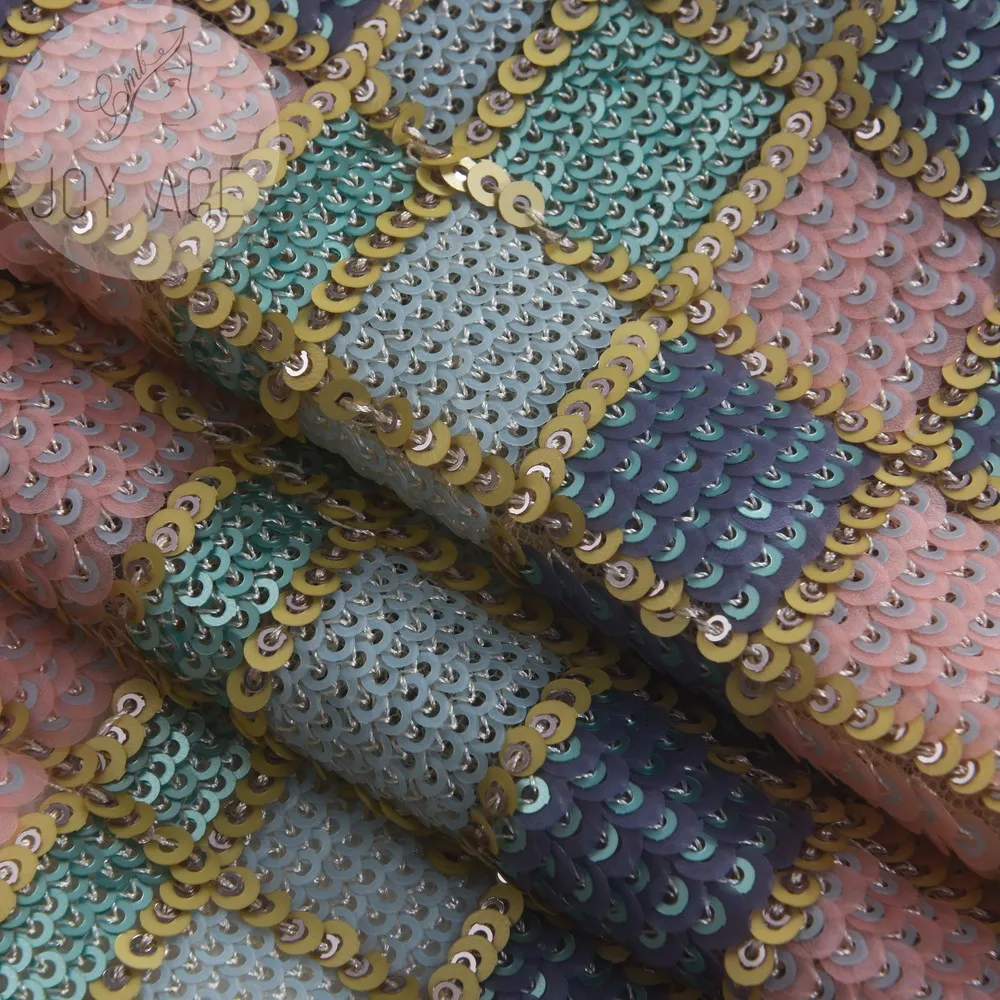 Australia Couture Paillette Embroidery Rainbow Geometric Square Plaid Sequin Embellished Dress Lace Fabric Neon