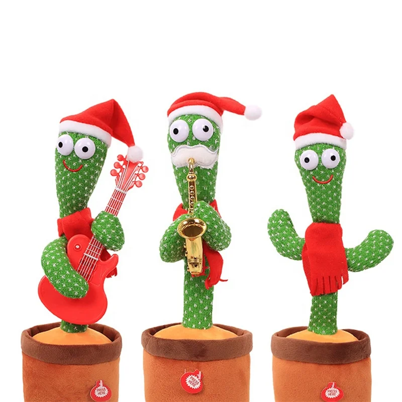 2022 Hot Selling Christmas gift Singing Dancing Saxophone Cactus Plush Toys Recording Toy Electric Dancing Cactus