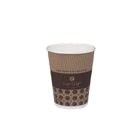 12oz Disposable Ripple Wall  Corrugated  Coffee Paper Cup Sold Wholesale