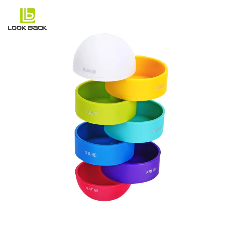 
portable leakproof plastic transparent storage case daily 7 day medecine organizer pill box with pills 